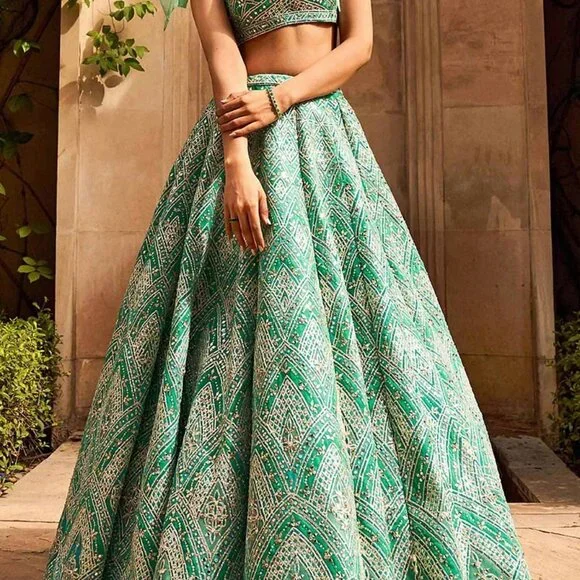 Seema Gujral Sea green lehenga set